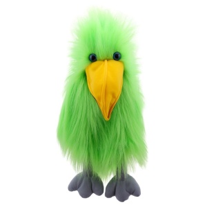 Păpușă pentru teatru, seria Papagali, Papagal verde, 30 cm.