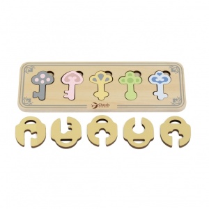 Puzzle-uri senzoriale Montessori din lemn Chei și încuietori - Img 2