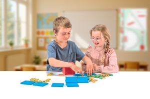 Set de bază Dienes, colorat, din RE-Wood, 141 piese, în cutie - Img 3