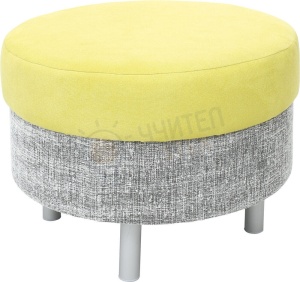 Taburet rotund, gri-verde - picioare rotunde