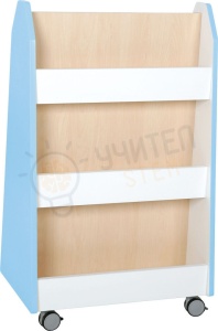 Bibliotecă dublă față-verso - Quadro, alb / arțar-albastru deschis