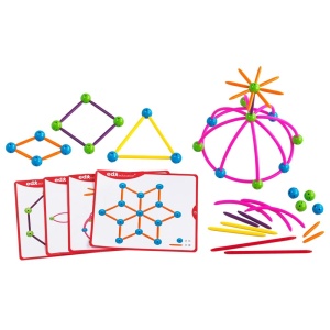 Constructor geometric, Bile și bețișoare, 144 piese, 20 carduri