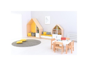 Dulap - casă Quadro - cu 2 rafturi, ladă din arțar, galben - Img 4