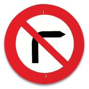 Indicator rutier - Viraj la dreapta interzis