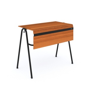 Masă pentru profesor Dale, realizată din lemn de tec cu picior metalic negru, ideală pentru clase de peste clasa a VIII-a. Dimensiuni: 900 × 500 × 750 mm. RFG.