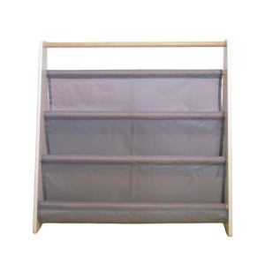 Raft portabil pentru cărți de copii – lemn și material textil, 60x25x60 cm - Img 2