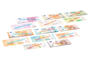 Bancnote Euro didactice, 40 bancnote în pungă de hârtie - Img 2