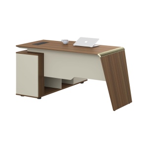 Birou de lucru Elmaz, RFG, cu dulap, 1600 × 1400 × 760 mm, stejar și gri - Img 2