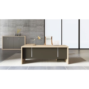 Birou de lucru Milano, 1600 × 790 × 750 mm, stejar deschis și gri, RFG - Img 2