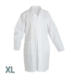Halat de laborator de protecție – alb XL, 100% bumbac - Img 1
