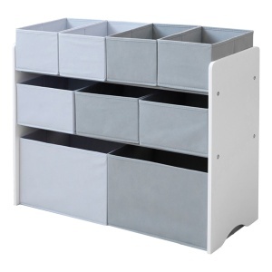 Organizator pentru jucării, raft pentru camera copilului (3+ ani), dulap, secțiune cu cutii de depozitare - alb, gri