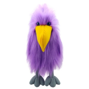 Păpușă pentru teatru, seria Papagali, Papagal mov, 30 cm.