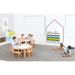 Quadro - Dulap M pentru recipiente din plastic - cu 2 compartimente, alb