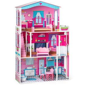 Casa din lemn cu mobila si lift, Mirabella, pentru papusi Barbie