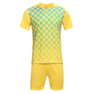 Echipament pentru fotbal/ volei/ handbal, tricou cu pantaloni scurți - galben cu verde - Img 1