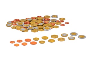 Monede Euro didactice, 80 monede în pungă de hârtie