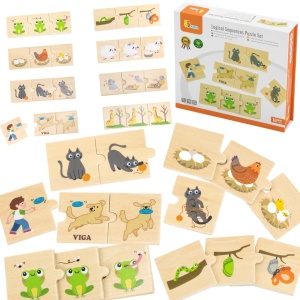 Puzzle din lemn Ordonează activitățile animalelor