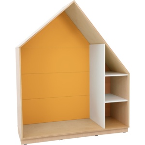 Quadro - dulap-casă cu 2 rafturi, ladă din arțar, portocaliu
