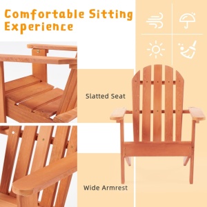 Scaun pentru copii, șezlong adirondack, relaxare în grădină, curte, balcon, terasă, camping și plajă, din lemn - Img 2