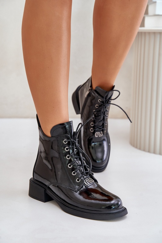 Дамски лачени боти Bellani SH34107 - черни