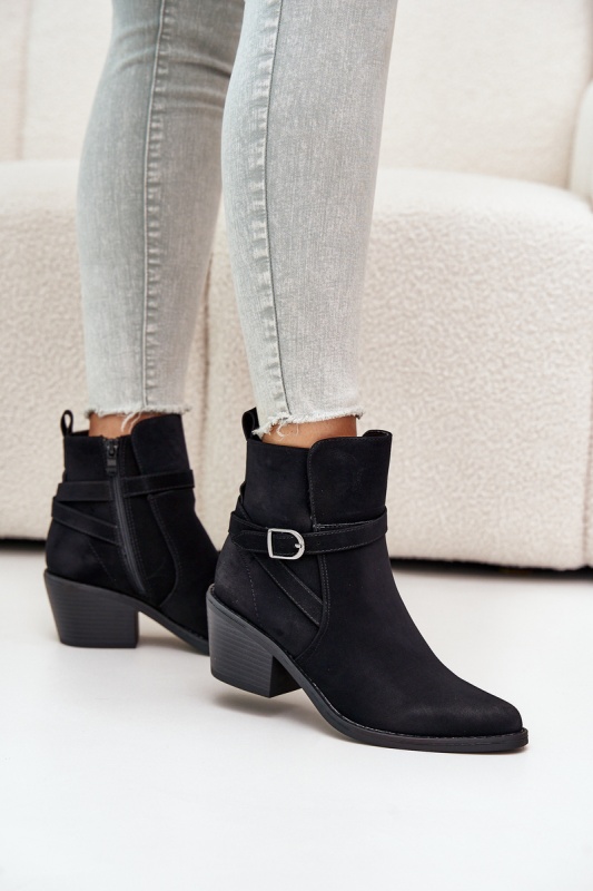 Дамски каубойски боти Glamer SH33896 - черни