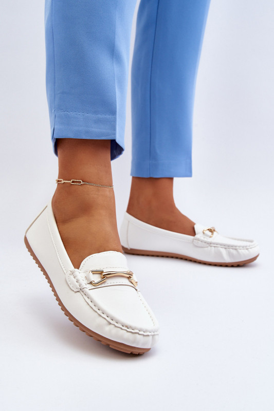 Дамски класически мокасини Ainslee SH30387 - бели