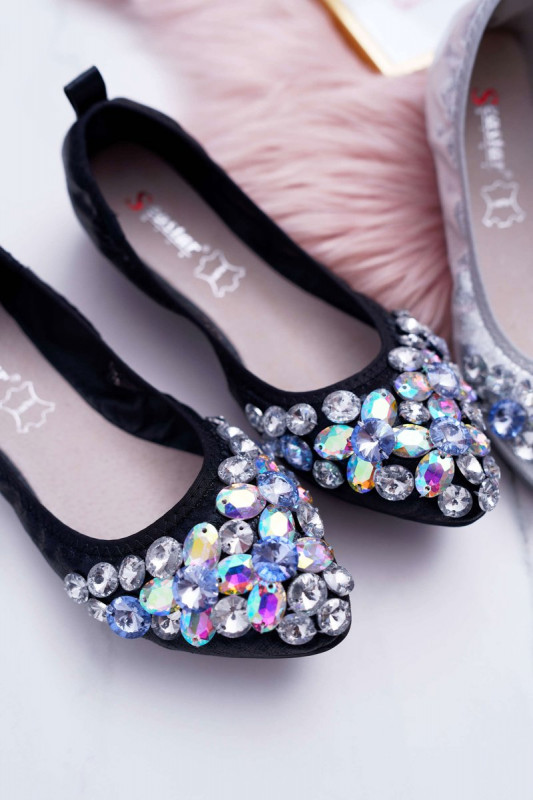 Балеринки с кристали Crystal SH7902 - черни