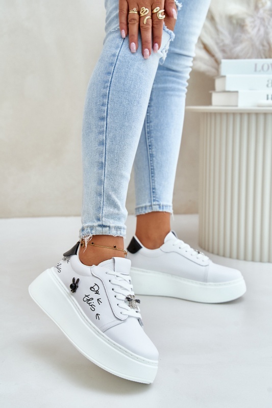 Дамски кецове от естествена кожа Vinceza 89102 White SH34117 - бели