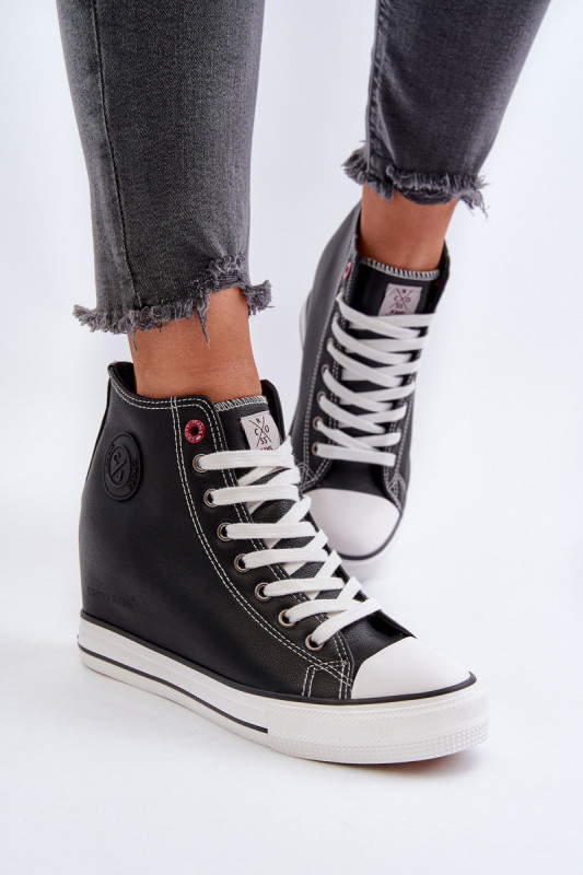 Дамски кецове със скрита платформа Cross Jeans NN2R4005 SH30646 - черни