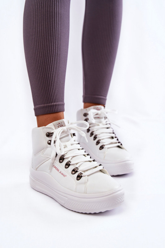 Дамски високи кецове Cross Jeans KK2R4028C SH22147 - бели