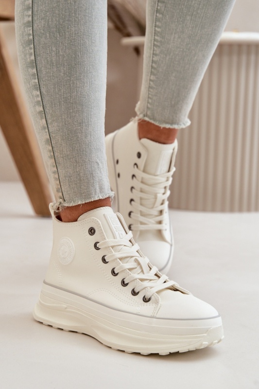 Дамски кецове с масивна платформа Big Star OO274064 SH33227 - бели