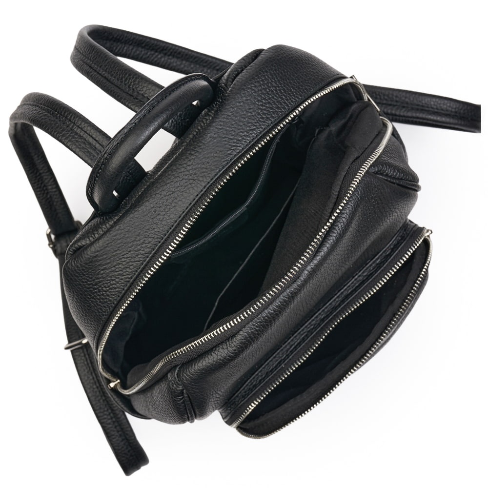Rucsac din piele naturala Vicenzo negru - 3 | YEO