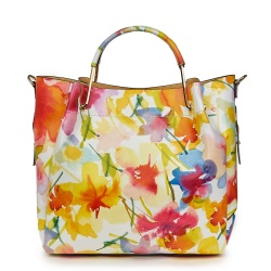 Geanta dama din piele naturala Fabiana cu model floral FF3 - Img 2