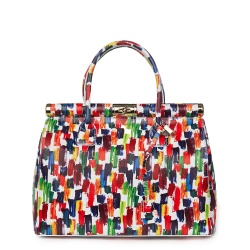 Geanta din piele cu flori Gioia model multicolor - Img 4