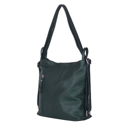 Geanta rucsac 2-in-1 din piele naturala Alesandra verde - Img 1