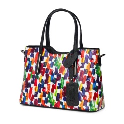 Geanta dama din piele Mariella cu model multicolor - Img 1
