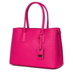 Geanta dama din piele naturala Valentina fucsia - Img 1