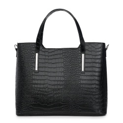 Geanta din piele amprentata Carolina neagra - Img 2