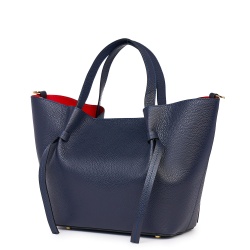 Geanta shopper din piele naturala Veronica bleumarin - Img 1