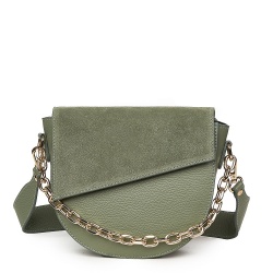 Poseta dama din piele naturala Donna verde fistic - Img 4