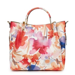 Geanta dama din piele naturala Fabiana cu model floral FF4 - Img 2