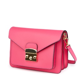 Poseta dama din piele naturala Catalina fucsia - Img 1
