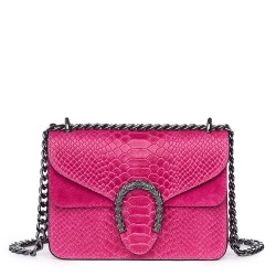 Poseta dama din piele naturala Diane fucsia - Img 4