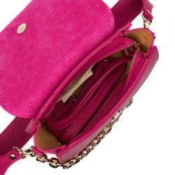 Poseta dama din piele naturala Donna fucsia - Img 3