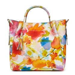 Geanta dama din piele naturala Fabiana cu model floral FF3 - Img 4
