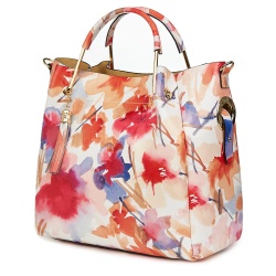 Geanta dama din piele naturala Fabiana cu model floral FF4 - Img 1