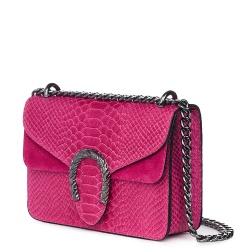 Poseta dama din piele naturala Diane fucsia - Img 1