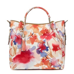 Geanta dama din piele naturala Fabiana cu model floral FF4 - Img 4