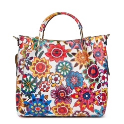 Geanta dama din piele naturala Fabiana cu model floral FF5 - Img 2