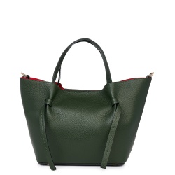 Geanta shopper din piele naturala Veronica verde inchis - Img 2